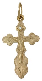 Православный крест с фианитом из серебра с позолотой