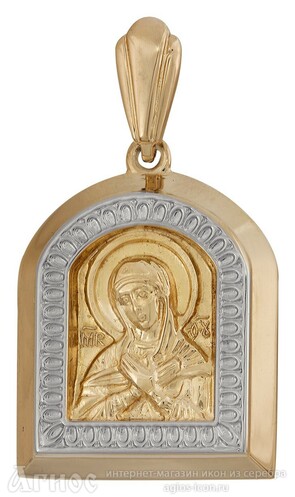 Образок Пресвятой Богородицы "Умиление" из золота, фото 1