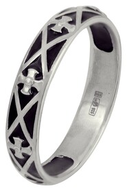 Мужское православное кольцо с крестами и черной эмалью