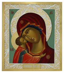 Икона Божьей Матери "Игоревская" из серебра с позолотой