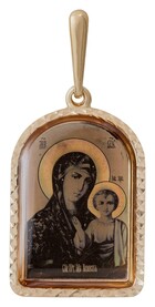 Цветная золотая нательная иконка Божьей Матери "Казанская" 