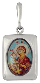Нательная иконка Божьей Матери "Троеручица" из серебра