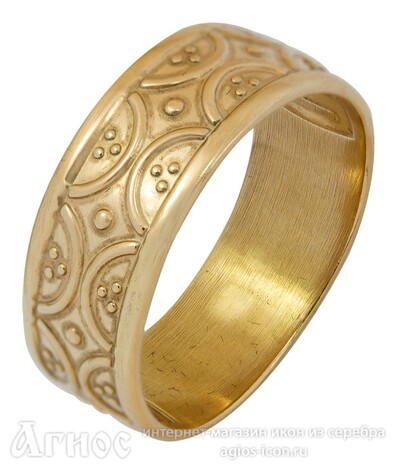 Православное кольцо с молитвой из серебра с позолотой, фото 1