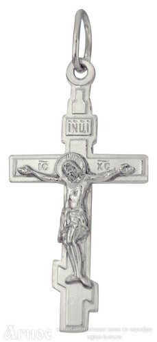 Православный нательный крест осмиконечный из серебра, фото 1