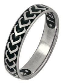 Кольцо "Спаси и сохрани" серебряное с чёрной эмалью