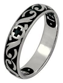 Серебряное кольцо с крестом "Спаси и сохрани"