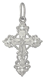 Православный крест с фианитом из серебра