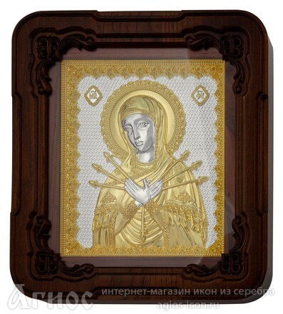 Икона Божьей Матери "Семистрельная" из серебра, фото 1
