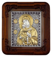 Икона Божьей Матери "Феодоровская" из серебра