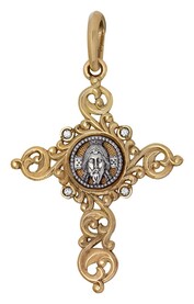 Золотой крест с ликом Спасителя с фианитом