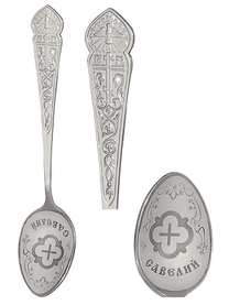 Серебряная ложка с крестом "Савелий"