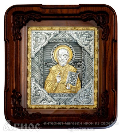 Икона Николая Чудотворца из серебра, фото 1