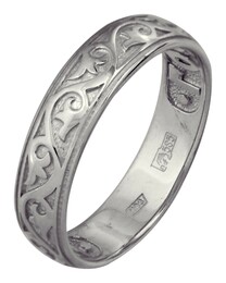Православное кольцо из белого золота "Господи, помилуй"