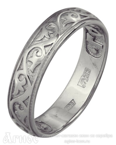 Православное кольцо из белого золота "Господи, помилуй", фото 1