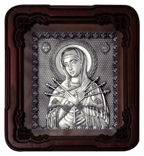 Икона Божьей Матери "Семистрельная" из серебра