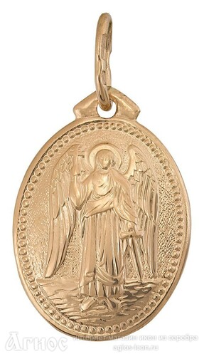 Нательная иконка ангела-хранителя из серебра с позолотой, фото 1