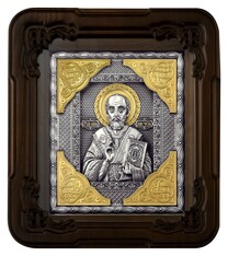 Икона Николая Чудотворца из серебра