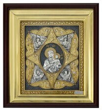 Икона Божьей Матери "Неопалимая купина" из серебра