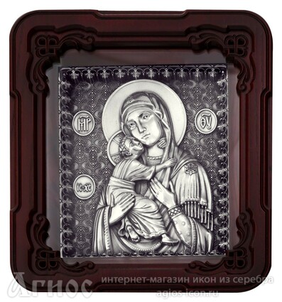 Икона Божьей Матери "Владимирская" из серебра, фото 1
