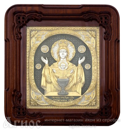 Икона Божьей Матери "Неупиваемая чаша" из серебра, фото 1