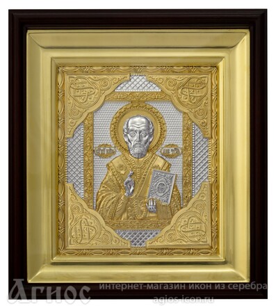 Икона Николая Чудотворца из серебра, фото 1