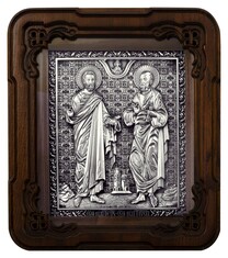Икона Апостолов Петра и Павла из серебра