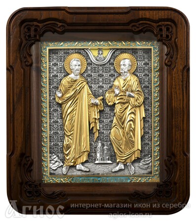 Икона Апостолов Петра и Павла из серебра, фото 1