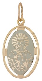 Нательная иконка Ольги из серебра с позолотой