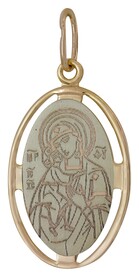 Нательная иконка Божьей Матери "Феодоровская" из серебра с позолотой