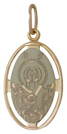 Нательная иконка Божьей Матери "Знамение" из серебра с позолотой