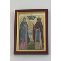 Икона Петра и Февронии из серебра