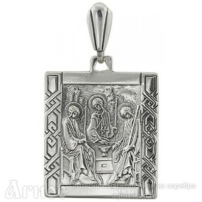 Нательная иконка Святой Троицы из серебра, фото 1