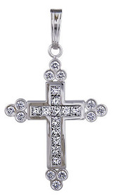 Крест православный из белого золота с бриллиантами