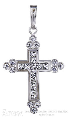 Крест православный из белого золота с бриллиантами, фото 1