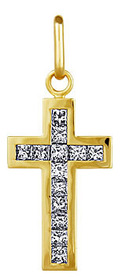 Крест золотой православный с бриллиантами