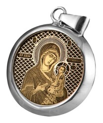 Образок Божьей Матери "Тихвинская" из серебра