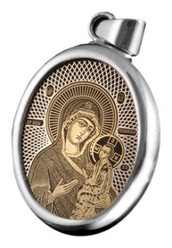 Образок Божьей Матери "Тихвинская" из серебра