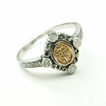 Кольцо «Спаси и сохрани» с накладкой из золота и крестом Голгофы