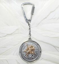 Брелок с иконой «Георгий Победоносец» из серебра с золотой накладкой 