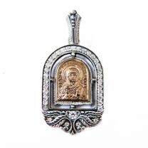 Нательная иконка Аллы Гофтской из серебра с ликом из золота