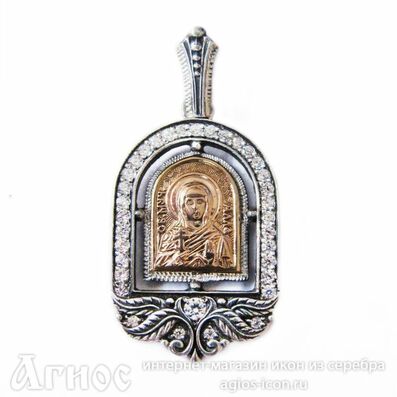 Нательная иконка Аллы Гофтской из серебра с ликом из золота, фото 1