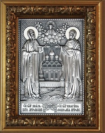 Икона серебряная Петр и Феврония
