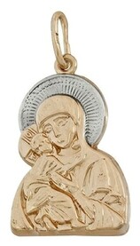 Нательная иконка Божьей Матери "Владимирская" из золота