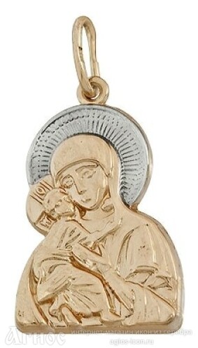 Нательная иконка Божьей Матери "Владимирская" из золота, фото 1