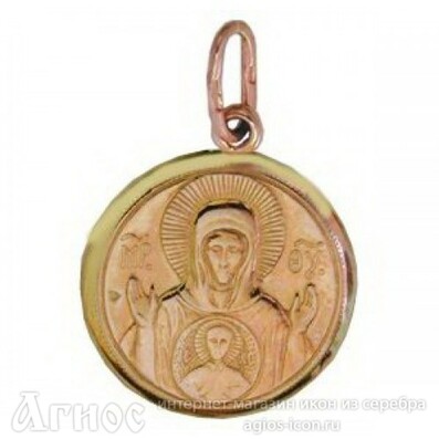 Образок Божьей Матери "Знамение" из золота, фото 1
