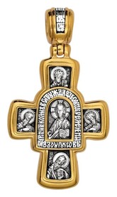 Нательный крест Господь Вседержитель с иконой Богородицы Иверская
