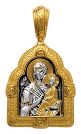 Нательная иконка Божьей Матери "Тихвинская" серебряная