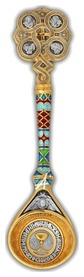 Сувенирная серебряная ложка на крестины «Символы Евангелистов»