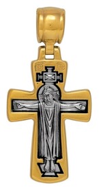 Нательный крест Распятие с иконой Богородицы "Нерушимая стена"