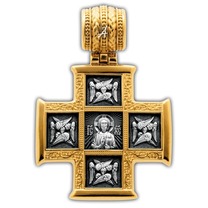 Позолоченный мужской крестик "Господь Вседержитель"